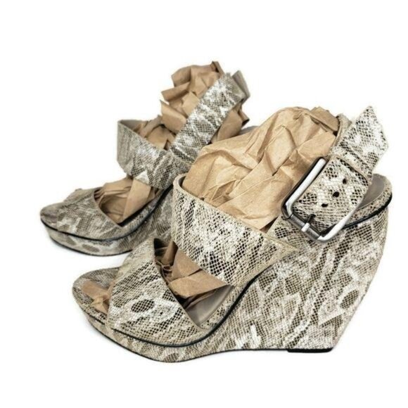 Rebecca Minkoff Women's Snake Print strappy Wedge Sandals Size 7 - Picture 6 of 16